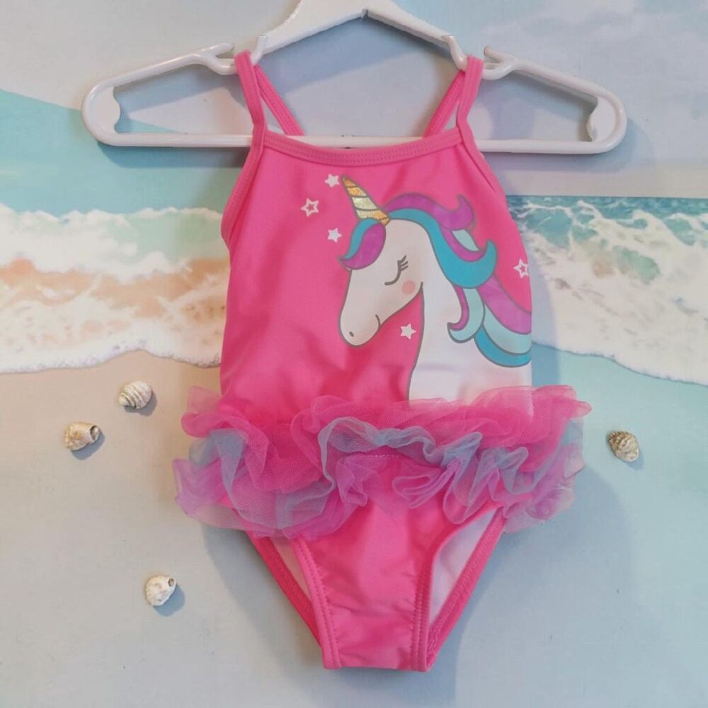 Wonder Nation Baby Girl Unicorn Swimsuit 3-6M Pink Tutu One Piece Summer Beach